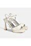 Women's White Adjustable Buckle Heeled Bridal Shoes