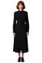 Women's Plain Burgundy Shirt Collar Belted Midi Woven Dress Offers Modern Elegance Spring Autumn - 3