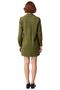 Women's Khaki Tie Detail 100% Cotton Shirt Collar Long Sleeve Mini Dress Stylish Winter Outfits - 4