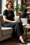 Women's Bodycon Stretchy Knitted Maxi Dress Black Solid Crew Neck Short Sleeve Spring Autumn - 2