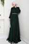 Plus Size Hijab Evening Dress with Stone Detailing on Neck and Waist Esna - 3