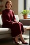 Women's Plain Pattern Mock Neck Long Low Sleeve Maxi Length Shift Fit Acrylic Knitwear Dress Casual Chic - 2