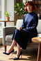 Women's Maxi Length Belted Plain Pattern Mock Neck Balloon Sleeve Knitwear Dress Stylish and Comfortable for Winter Season - 2