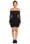 Women's Polka Dot Tulle Bodycon Mini Dress Carmen Neckline Long Sleeves Draped for Stylish Evening Events - 3