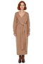 Women's Double-Breasted Collar Knitwear Midi Dress Plain Patterned Low Long Sleeve Belt Detail Winter Elegance - 3