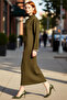 Women's Plain Pattern Mock Neck Long Low Sleeve Maxi Length Shift Fit Acrylic Knitwear Dress Casual Chic