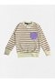 Girl's Cotton Fabric Beige Color Lilac Color Striped Pattern Long Sleeve Tracksuit Set - 5