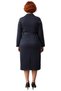 Women's Plus Size Navy Blue Belted Gabardine Woven Long Sleeve Shirt Collar Zipper Midi Dress - 4
