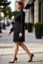 Women's Black Solid Pattern Woven Jacket Lapel Mini Length Plus Size Stylish and Modern Office Work Wear