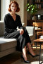 Women's Double-Breasted Collar Knitwear Midi Dress Plain Patterned Low Long Sleeve Belt Detail Winter Elegance - 2