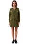 Women's Khaki Tie Detail 100% Cotton Shirt Collar Long Sleeve Mini Dress Stylish Winter Outfits - 3
