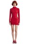 Women's Red Bodycon Long Sleeve Mock Neck Knitted Mini Dress Stylish and Modern Ideal for Winter Outfits - 3