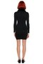 Black Women's Bodycon Knitwear Mini Dress Zippered Polo Neck Long Standard Sleeve Faux Fur Detail - 4