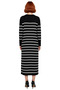 Black Striped Crew Neck Low Sleeve Button Detail Knitwear Maxi Dress Winter Outfits for Women - 4