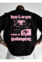 سويت شيرت أسود برقبة دائرية للجنسين قصة فضفاضة NO LOVE SINNER مطبوع