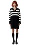 Women's Striped Polo Neck Acrylic Knitwear Shift Mold Long Sleeve Mini Dress Comfortable and Stylish Design - 3