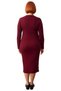 Women's Polo Neck Corded Fabric Bodycon Knitwear Midi Dress Long Sleeve Winter Casual Stylish Acrylic Design - 4