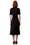 Women's a Line Cut Short Sleeve Polo Neck Belted Midi Dress Half Placket Button Interlock Woven - 4