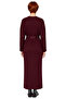 Custom Knitwear Ribbed Belted Maxi Dress for Women Plain Pattern Long Drop Sleeve Winter Chic - 4