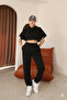 Women's Black Relaxed Fit Sweatpants with Elastic Waistband and Leg Cuffs - 4
