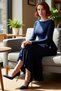 Bodycon Cutout Boat Neck Long Sleeve Flouncing Maxi Chic Evening Dress for Women for Special Occasions - 2