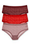 3-Piece Leopard Motif Lace Hipster Women's Panties with Elastic Waistband