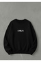 Unisex Oversized Crew Neck Black Sweatshirt Blue Moon Printed - 4