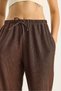 Women's Bitter Brown Elastic Waist Ribbed Palazzo Trousers with Pocket Detail 207 60283671 - 5