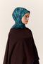 Thin Cotton Soft Scarf Navy Blue-Dark Green Patterned Breathable Tok Duruşlu 90X90 - 5