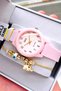 Quartz Women's Wristwatch 10 Atm Water Resistant Pink Color Silicone Band - Gift Bracelet Qqbg2001C2 - 5