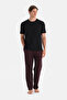 Burgundy Patterned Knitted Trousers