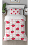 Strawberry Fruit Pink Square Patterned Printed Specially Designed Single Style Stylish Duvet Cover Set Without Sheets