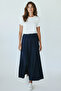 Women's Thick Winter Skirt with Elastic Waist and Side Detail - 4