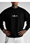 Unisex Oversized Crew Neck Black Sweatshirt Blue Moon Printed - 2