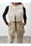 Women's Fur Detailed Cashmere Cream Vest - 2