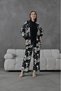 Women's Crepe Fabric Floral Detailed 3 Piece Set - Stylish Set - Women's Clothing