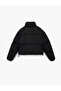 Polar Pocketed Mock Neck Long Sleeve Zippered Water Repellent Crop Puffer Coat - 4