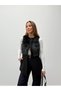 Women's Fur-Detail Melton Black Vest