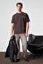 Moti Men's Chest and Back Printed 100% Organic Cotton Oversized Fit Crew Neck Brown T-Shirt - 4