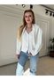 Ecru V-Neck Shawl Detailed Knitwear Cardigan - 8