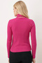 Women's Fuchsia V-Neck Front Button Shawl Detail Soft Textured Cardigan Arm-26K001032 - 4