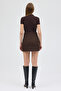 Women's Brown Slit Cashmere Skirt - 8