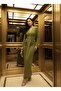 Imported Crepe Fabric Special Design Maxi Dress with Buckle and Shawl Detailing - 2