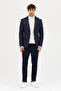 Luduno Men's Navy Blue Thick Mono Collar Slim Fit Casual Blazer Jacket - 5