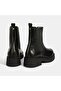 Women's Black Elastic Leather Chelsea Boots - 8