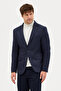 Luduno Men's Navy Blue Thick Mono Collar Slim Fit Casual Blazer Jacket - 7