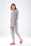 Women's Gray Pink Stitching Detailed Hijab Homewear Tracksuit Set – Carrot Fit Bottom, 85 cm Tunic Length _2278
