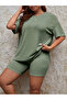 Women's Plus Size Short Sleeve Shorts Crew Neck Loungewear Pajama Set - 4