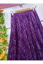 Velvet Pleated Midi Length Lined Skirt - 2