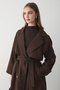 Women’s Brown Double-Breasted Belted Long Trench Coat - 5